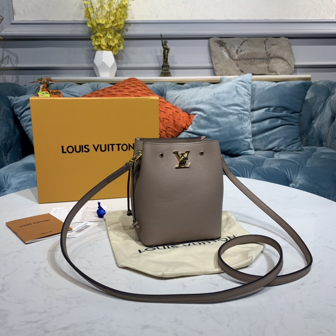 Louis Vuitton NANO LOCKME BUCKET Shoudler Bag M69205 Greige Beige